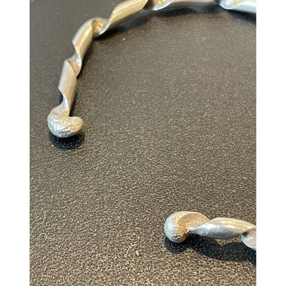 Twisted Sterling Silver Cuff Bracelet 6" Adjustable Vintage Style Minimalist Jew - Picture 4 of 6